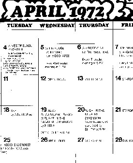Kitchen Calendar April 1972