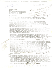 Letter to Rockefeller Foundation, 1980