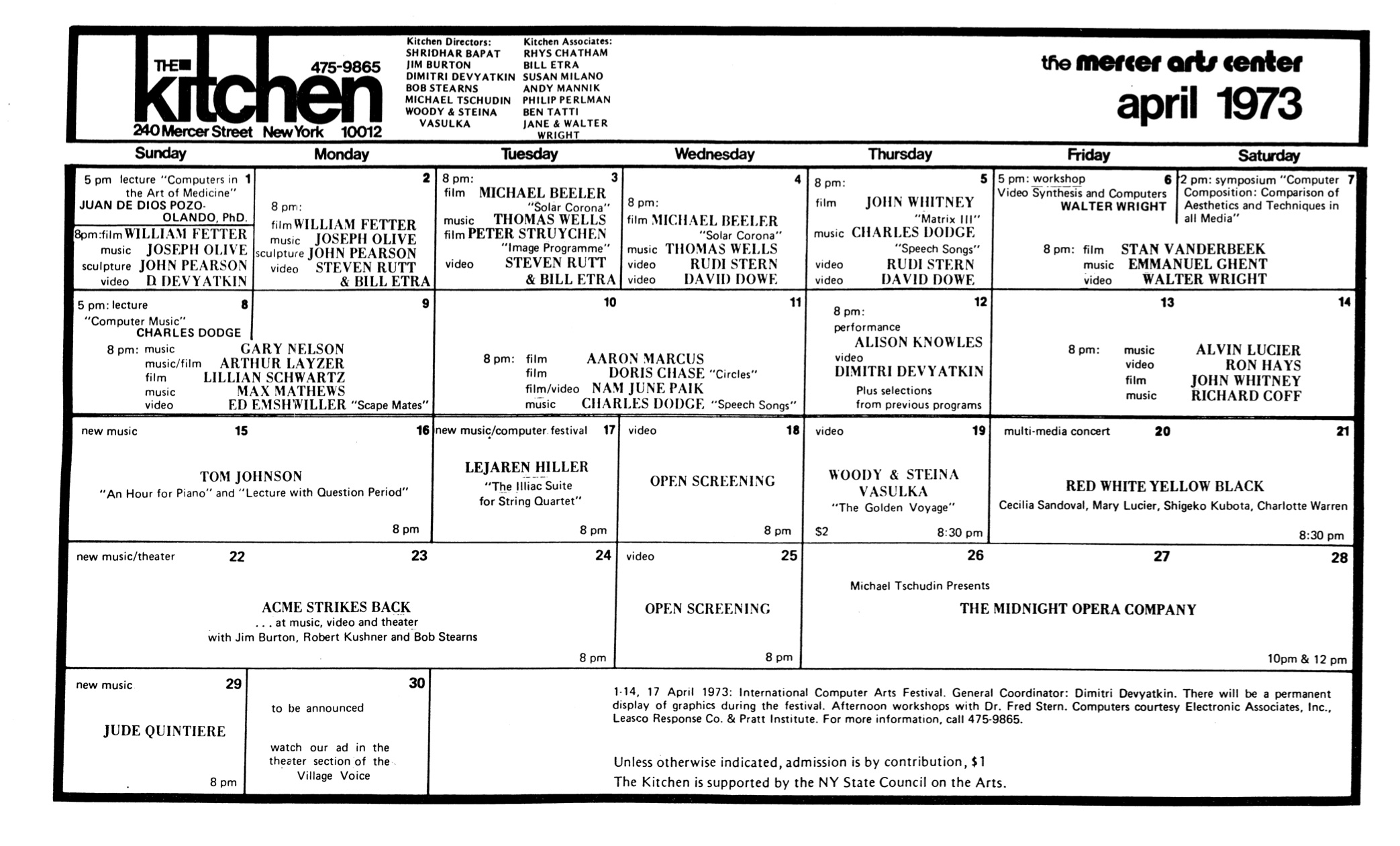 April 1973 Kitchen Calendar