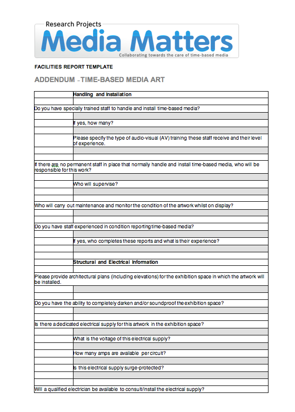 Facilities Report Template