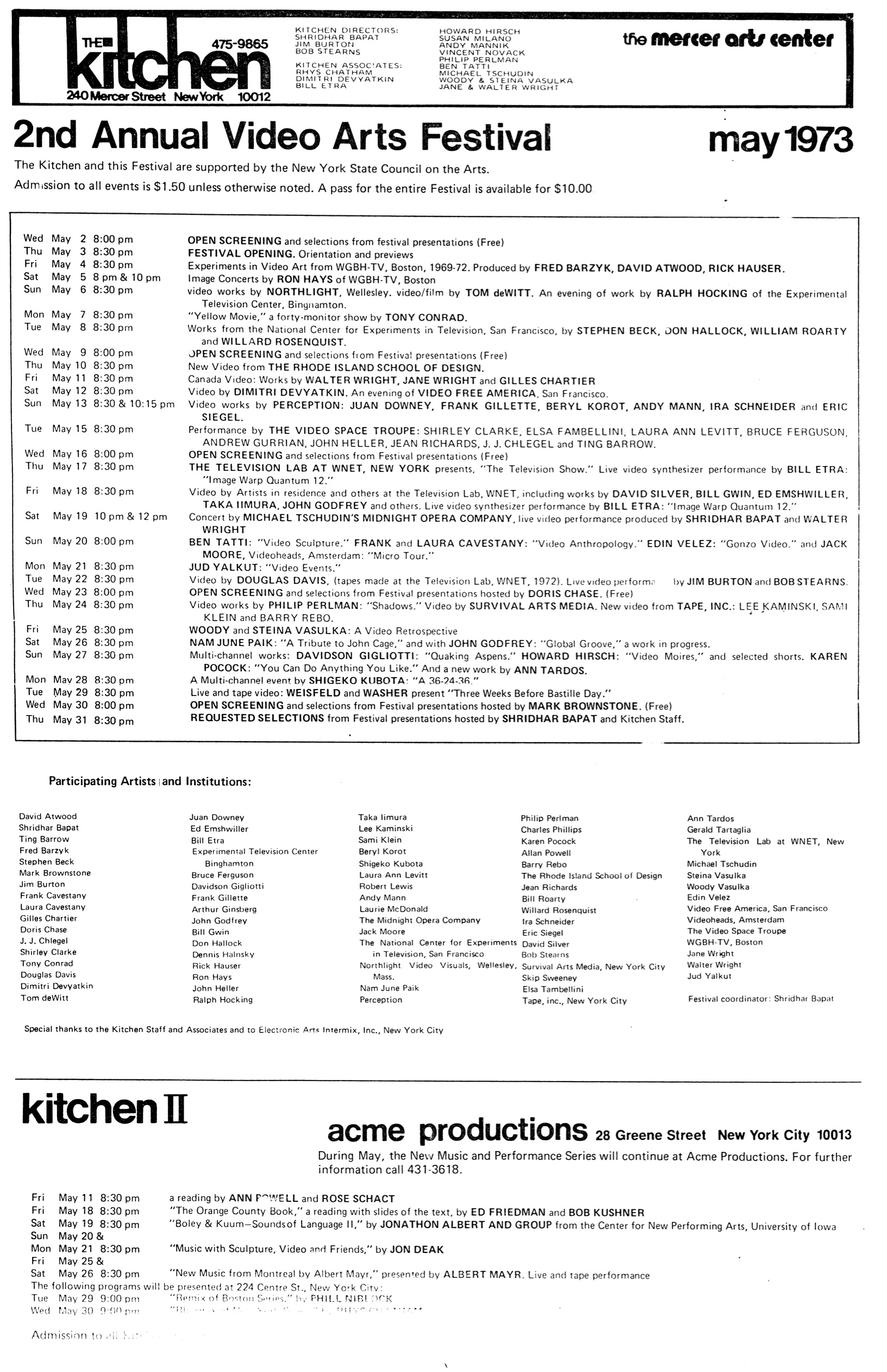May 1973 Kitchen Calendar