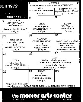 December 1972 Kitchen Calendar