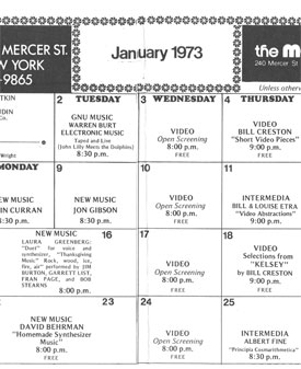 Electronic Arts Intermix: Kitchen Calendar January 1973