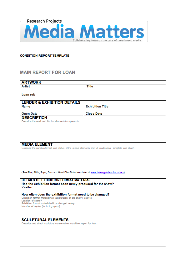 Loan Condition Report Template