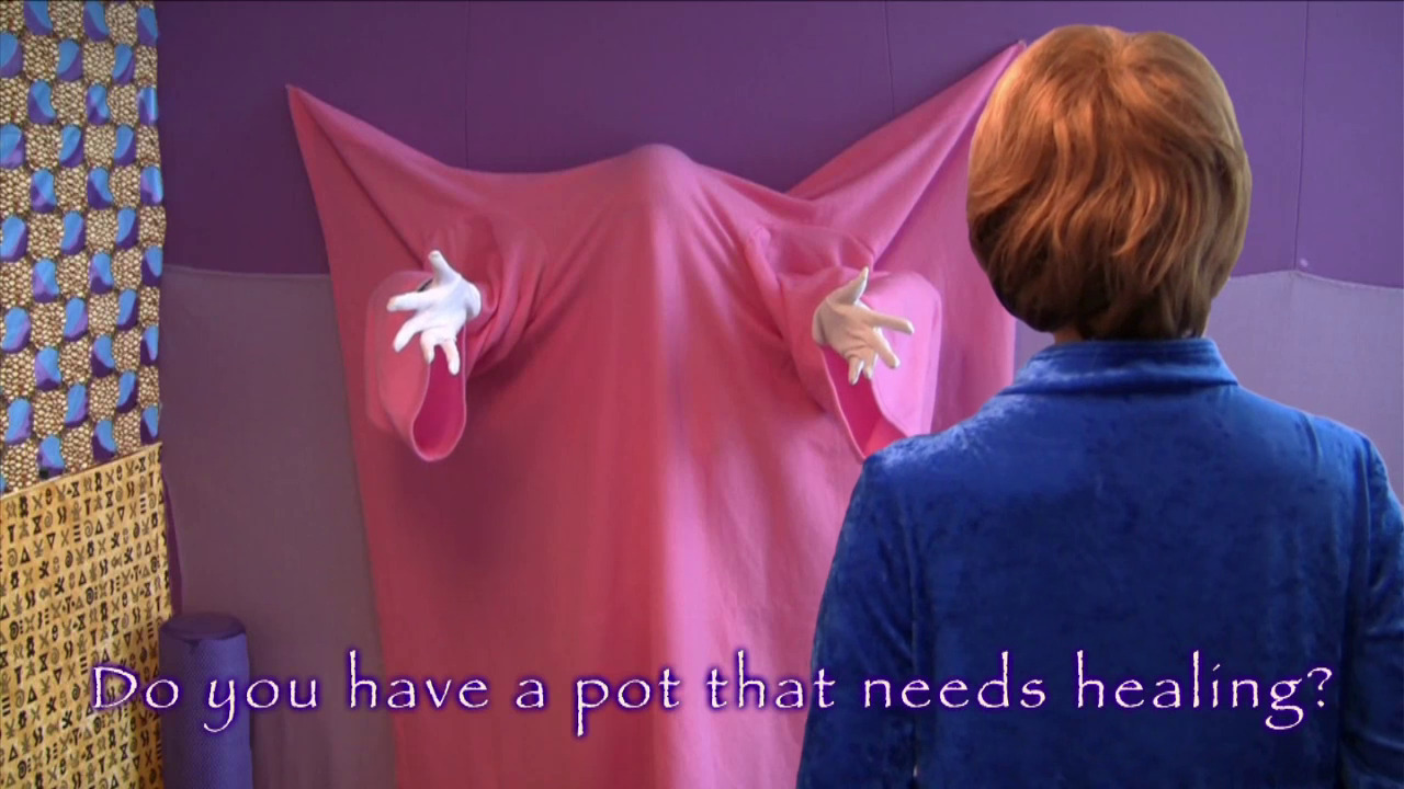 June 24, join EAI for Shana Moulton and Emily Watlington's Captioning Case Study. Image: Shana Moulton, The Galactic Pot Healer (2010).